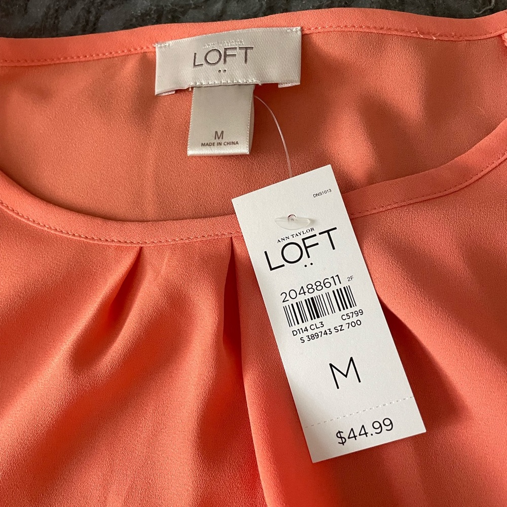 Loft tangerine color blouse nwt